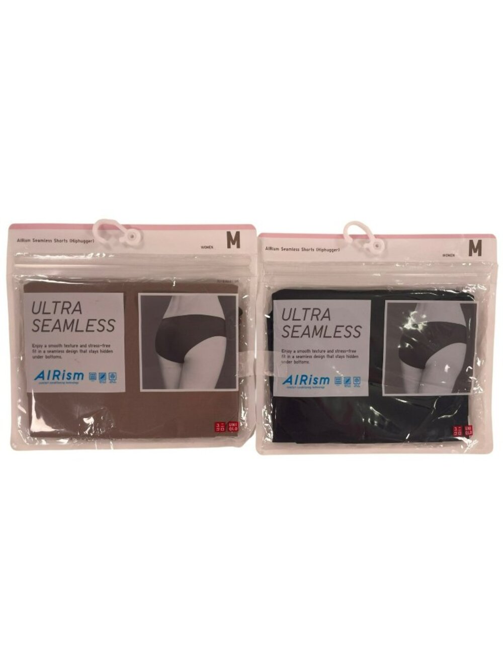 UniqLo AIRism Ultra Seamless Underwear Hip-Hugger 2-PACK Black/Brown Size M NEW
